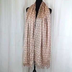 Mark. Blush pink polka dot fringe long scarf